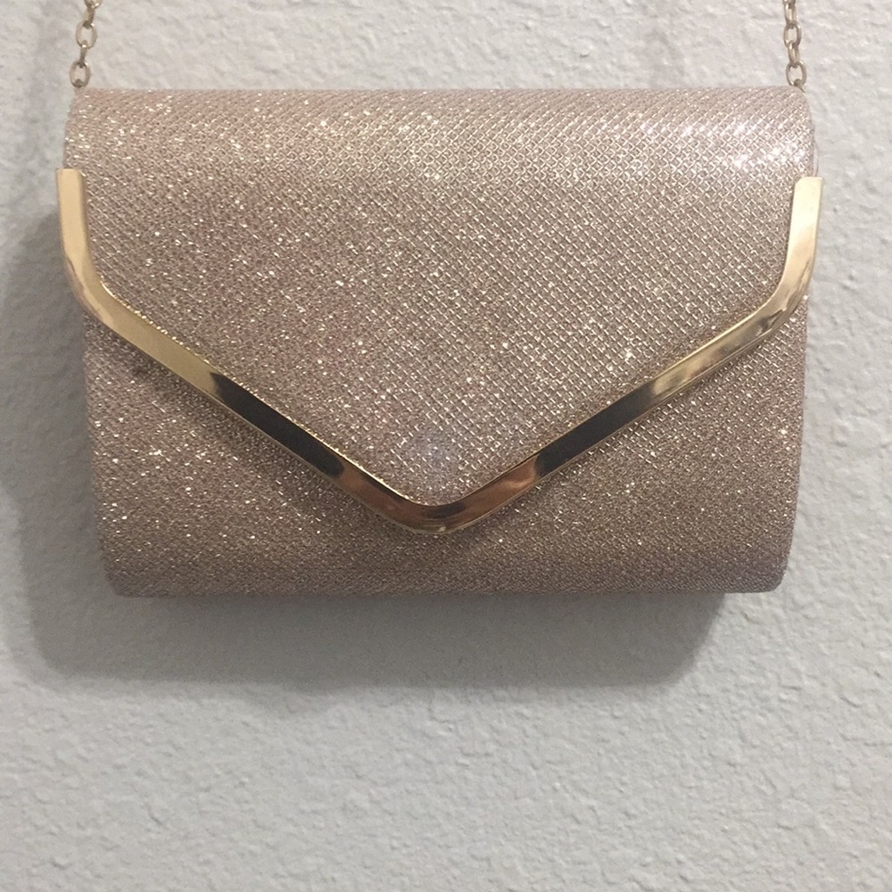 Rose gold sparkly crossbody purse